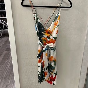 Alice and Olivia dress with loose belt.  Brightly floral print.